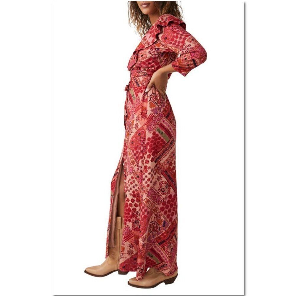 NWOT Free People Boho Robe Lennon Dress Maxi Button Front Size Small Retail $168 - Picture 3 of 16